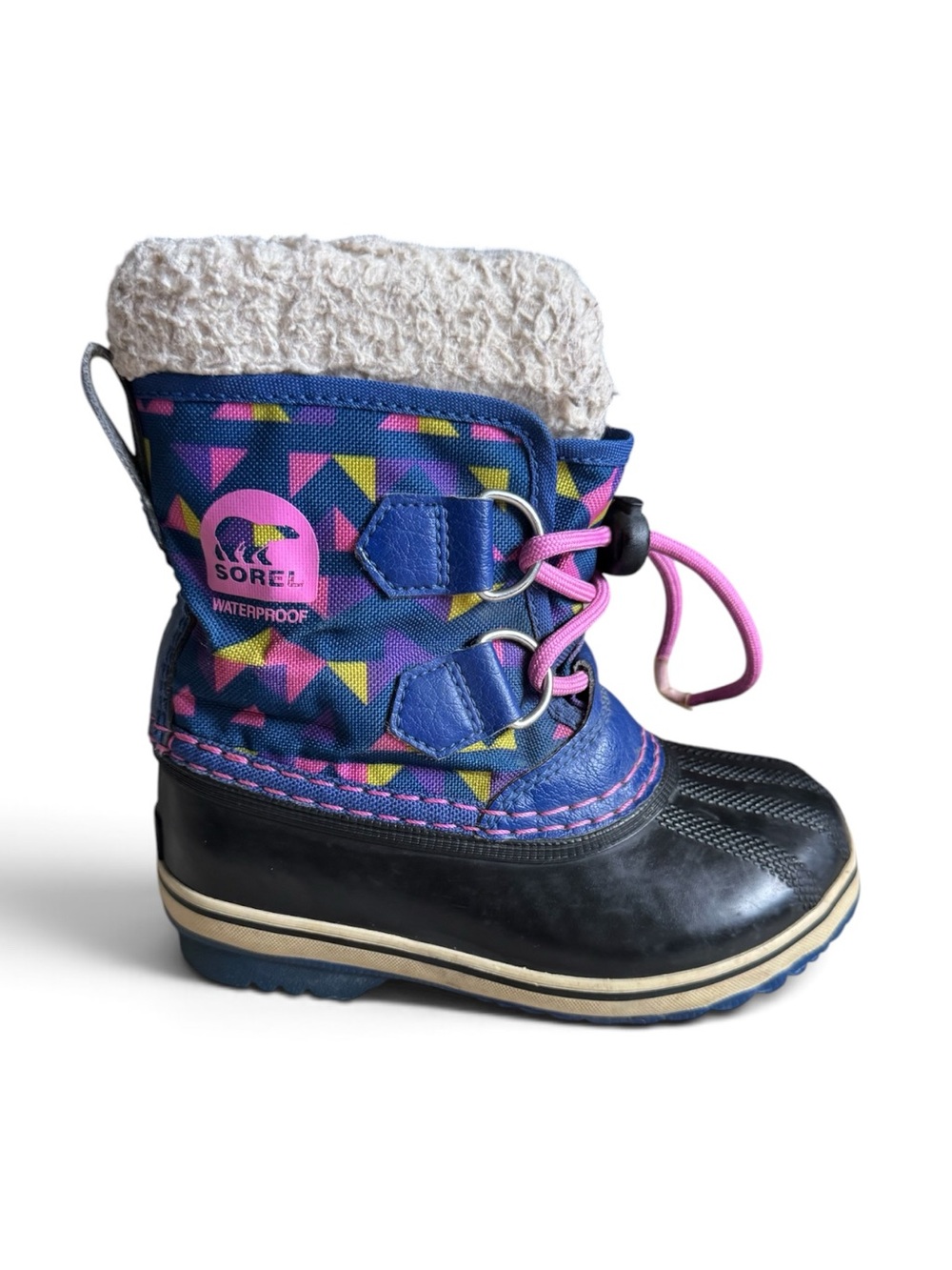 Sorel Yoot Pac Nylon Waterproof Insulated Snow Boots Blue Pink Girls Size 10